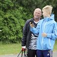Stig Tøfting er en af aldrende landsholdsspillere der ofte er med i truppen, når oldbpys landsholdet tager på turné. Her fanget, da han for år tilbage var i Hinnerup til en velgørenhedskamp. Arkivfoto: Michael Wulff