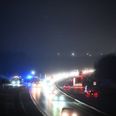 Det skal være lastbilens anhænger, der er gået i brand. Foto: Presse-fotos.dk