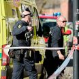 Østjyllands Politi rykkede massivt ud til sammenstyrtning i Søndre Palæ. Foto: Mikkel Berg Pedersen/Ritzau Scanpix