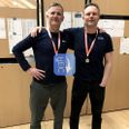 John Sabalic (tv.) og makker Dennis Rasmussen, Herlev, snuppede sølvet ved DM i bordtennis for veteraner. Pressefoto