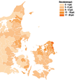 Sådan blev der brevstemt ved folketingsvalget i 2019 fordelt på antal kommuner. Kilde: Danmarks Statistik