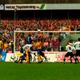 I 1996 var et hovedstødsmål af Brøndby-målmand Mogens Krogh stærkt medvirkende til, at AGF ikke fik guld. På søndag kan AGF få hævn. Arkivfoto: Claus Bonnerup/Ritzau Scanpix