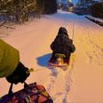 Der blev taget alternative metoder i brug for at komme i skole i Hammel i februar.Arkivfoto: CSJ
