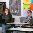 Katrine Føns fra Skanderborg Kommunes sundhedscenter og Anders Hylle, underviser i kommunikation/IT på Teknisk Gymnasium i Skanderborg. Foto: AARHUS TECH
