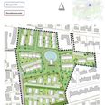 Nyt boligområdei Ulstrup med fire storparceller og 14 parcelhusgrunde. Illustration: Favrskov Kommune