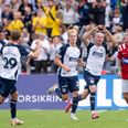 AGF-jubel efter Nicolai Poulsens udligning til 1-1 under superligakampen mellem AGF og Silkeborg IF på Ceres Park. Foto: Bo Amstrup/Ritzau Scanpix)