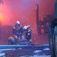 Brand i maskinhus i Vellev.