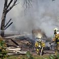 Mandag eftermiddag brændte et skur på en adresse i Låsby. Foto: Presse-fotos.dk.