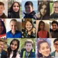 En mosaik af nogle af de 27 5.A-elever fra Skjoldhøjskolen i Tilst.