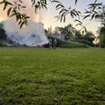 Østjyllands Brandvæsen måtte rykke ud flere gange i forbindelse med Sankt Hans torsdag aften og fredag morgen. Foto: Presse-fotos.dk.