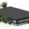 Sådan kommer det nye byggeri ved Rønde Idrætscenter til at tage sig ud.