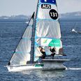 Den australske 49FXer med Emilia Stabback og Ella Clark ved VM i sejlsport, torsdag 2. august 2018. VM i sejlsport i Aarhus, Hempel Sailing World Championships, startede torsdag og fortsætter til 12. august.. (Foto: Henning Bagger/Ritzau Scanpix)