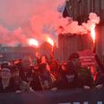 Syv demonstranter blev sigtet, imens en enkelt blev anholdt ved lørdagens Men in Black-demonstration i Aalborg. Foto. Øxenholt Foto