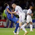 Zinedine Zidane blev udvist, efter han nikkede Marco Materazzi en skalle i brystkassen i VM-finalen 2006. Angiveligt efter trashtalk. Arkivfoto: Ho/Action Images/Ritzau Scanpix