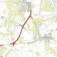 Sådan bliver linjeføringen fra Frederikslundvej til Randersvej på den nye omfartsvej. Kilde: Syddjurs Kommune
