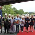 Børnehavebørnene klippede snoren til den nye Ryomgård Realskoles Børnehave. Foto: Stine Østergaard