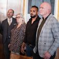 En række byrødder havde fundet vej til borgmesterens pressemøde. Fra venstre Lone Hindø (S), Nicolaj Bang (K), Mette Skautrup (K), Rabih Azad-Ahmad (RV) og Gert Bjerregaard (V) Foto: Helle Arensbak/Ritzau Scanpix