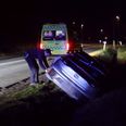 Både politibil og ambulance var til stede ved uheldet. Foto: presse-fotos.dk