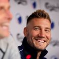 FCK-pressemøde i Parken med cheftræner Ståle Solbakken (i forgrunden) og Nicklas Bendtner. Arkivfoto: Jens Dresling