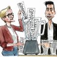 Man skulle også tro, at begejstringen for et opgør med de etnisk opdelte gymnasier gav genklang fra alle sider af folketingssalen. Desværre har samtlige blå partier – på nær Kristendemokraterne – valgt at stå uden for aftalen om elevfordeling. Og det, på trods af at de ligesom os har problematiseret parallelsamfundene i årevis, skriver Pernille Rosenkrantz-Theil og Kaare Dybvad Bek. Tegning: Rasmus Sand Høyer
