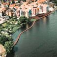 Sådan ser det nye forslag til et tracé for søbroen ud, efter at det er rykket lidt længere væk fra søbredden. Illustration: Spektrum Arkitekter