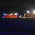 Brandvæsnet rykkede ud til væltet traktor sent søndag aften. Øxenholt Foto