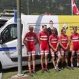 MTB-rytterne fra Hammel Cykle Klub er fra venstre mod højre er det Malthe Helbo (nr. 59), Torben Severinsen (nr. 47), Alexander Young Andersen (nr. 12), Mathias Hanghøj (nr. 56) og Jakob Toft Pedersen (nr. 54).