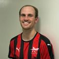 Malthe Lemming Engelund var med fra start for første gang i denne sæson og scorede FC Djurslands første mål i 7-2 nederlaget til Viby IF. Arkivfoto