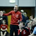 Cheftræner for Aarhus United, Heine Eriksen, i semifinalen mod København Håndbold, som vandt kampen 27-19. Foto: Ernst van Norde/Polfoto