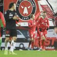 AGF'erne jubler over mål i 3-1 sejren over FC Midtjylland.