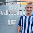 U19 spilleren Sebastian Sørensen blev skiftet ind i 2. halvleg og afgjorde kampen med et hovedstød i overtiden, da Auning IF slog Hornslet IF med 1-0. Privatfoto