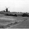 foto af Hyllested mølle fra cirka 1945. Møllen blev nedrevet i 1963. I stedet blev der opført en silo på Møllebakken, og den vil lokal forfatter gerne vide, hvornår forsvandt endeligt.