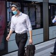 Passagerer med mundbind i offentlig transport i Aarhus, mandag den 10. august 2020. Krav om mundbind blev indført fredag den 7. august 2020.. (Foto: Bo Amstrup/Ritzau Scanpix)