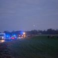 Politi og redningdsmandskab blev i morges kaldt til færdselsuheld på Drammelstrupvej ved Allingåbro.