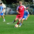 William Løkke Møller i kamp for U16 landsholdet mod Spanien i en UEFA turnering, der i foråret blev spillet i Tyrkiet. Privatfoto