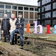 De fire mænd bag this. er fra venstre Adrian Fey, kreativ direktør i Culture Works, Martin Thim, ejer af Aarson, Ronni Madsen, vicepræsident for M2 Group, og Carsten Holst, chef for Filmby Aarhus. Pressefoto