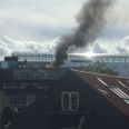 Der kommer flammer fra Musikhusets tag. Foto: Niels Bygballe Christiansen