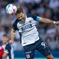 Patrick Mortensen scorede sit fjerde sæsonmål mod Vejle Boldklub. Foto: Bo Amstrup/Ritzau Scanpix