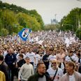 Tusindvis af aarhusianere gik sammen til Vejlby Stadion, da DM skulle fejres. Arkivfoto: Mads Claus Rasmussen/Ritzau Scanpix