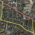 Onsdag d. 3/4 fra kl. 20-24 er der spærret for trafik på Grenåvej fra Engboulevarden til Clausholmvej. Den gule linje markerer den midlertidige omkørsel. Kort: Randers Kommune