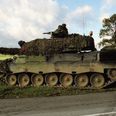 Leopard 1 kampvogn på feltøvelse COLD GROUSE 98. Pressefoto: Forsvarsgalleriet.