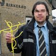 Uwe Max Jensen viser her sin hyldest til Jens Jørgen Thorsens erigerede Jesus fra 1984 frem.