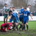 Brabrand IFs målmand Mathias Ørnskov redder i slutningen af den første kvartfinale i DBU Pokalen mellem Brabrand og Viborg FF i Brabrand søndag den 8. december 2024.. Foto: Bo Amstrup/Ritzau Scanpix