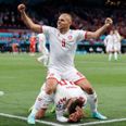 Martin Braithwaite, der her jubler på landsholdet, er lige skiftede til den spanske Barcelona-klub Espanyol. Og her scorede danskeren i weekenden i det, der var hans første kamp for klubben. Foto: Jens Dresling/Ritzau Scanpix