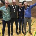 Hørning BTK tog for sig af retterne til danmarksmesterskaberne for spillere over 40 år. De her glade gutter vandt guld i holdturneringen.