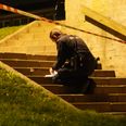Et større område var afspærret, mens der blev søgt efter spor. Foto: Presse-fotos.dk.