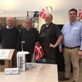 Fra venstre Thomas (bror til Henrik), Henrik Staal, driftsleder Bent Kjeldsen og direktør Thomas Bladt. Pressefoto