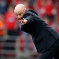 Cheftræner Uwe Rösler under kampen, mens der stadig var noget at kæmpe for. Foto: Jens Dresling/Ritzau Scanpix