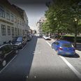 Overfaldet skete her ved Sparekassen Kronjylland i Vestergade i Aarhus C.