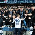 Mens der var masse af AGF-jubel over sejren i 3F Superligakampen mellem AGF og AaB inde på Ceres Park, var der mere skuffede miner udenfor. Foto: Henning Bagger/Ritzau Scanpix.